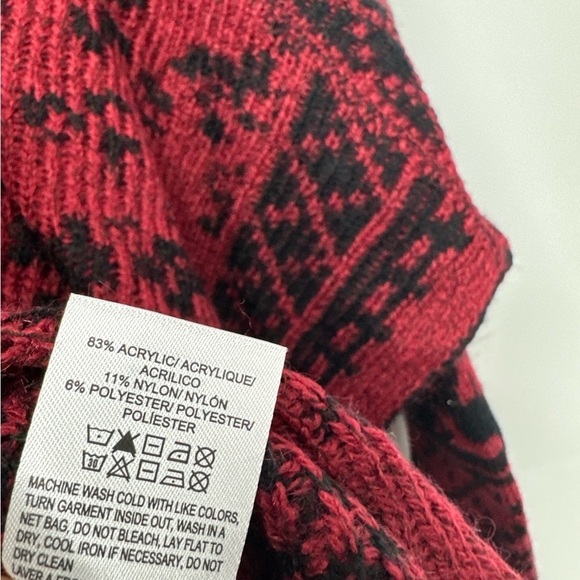 Lucky Brand Red & Black Wrap Cardigan Sz M Open Front Draped NWOT Brand $129 - Picture 3 of 4